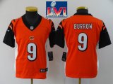 Youth Nike Cincinnati Bengals #9 Joe Burrow orange Color Rush Limited Jersey