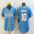 Women Nike Chargers #10 Justin Herbert skyblue baseball jerseys Joint name-BD