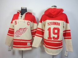 Detroit Red Wings Steve Yzerman 19 red beige NHL Hooded Sweatshirt