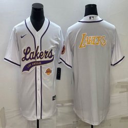 Nike NBA Los Angeles Lakers blank white baseball jerseys Joint name-BD 03