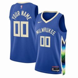 Customized Milwaukee Bucks blue basketball jerseys