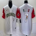 2023 World Cup Mexico #7 Julio Urias white red majestic baseball jerseys 26