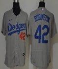 Nike Los Angeles Dodgers 42 Jackie Robinson Gray Flexbase Authentic Collection Jersey-WL