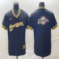 Nike Milwaukee Brewers blank dark blue majestic MLB Jerseys big logo-BD