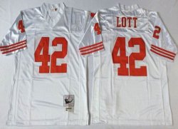 San Francisco 49ers 42 Ronnie Lott Throwback White NFL jersey