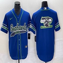 Nike Seattle Seahawks blank blue baseball jerseys Joint name big logo-BD 02