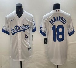 Nike Los Angeles Dodgers #18 Yoshinobu Yamamoto white game majestic baseball jerseys 03