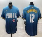 Nike Philadelphia Phillies #12 Schwarber skyblue majestaic baseball jersey city version-BD 01