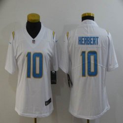 Women Nike Chargers #10 Justin Herbert white Color Rush Limited Jersey