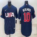 2023 World Cup #10 J.T. Realmuto blue USA majestic baseball jerseys 04