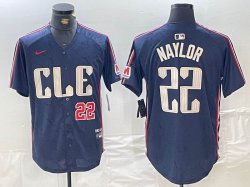 Nike Cleveland Indians #22 Josh Naylor blue majestic baseball jersey -BD 02