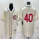 Nike Cincinnati Reds #40 beige throwback mlb jerseys-BD