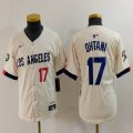 Youth Nike Los Angeles Dodgers #17 Shohei Ohtani beige fashion MLB baseball Jersey 08