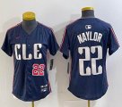 Women Nike Cleveland Indians #22 Josha Naylor blue majestic baseball jersey -BD 01