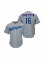 Los Angeles Dodgers #16 Smith gray majestic baseball Jersey