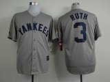 New York Yankees #3 Babe Ruth Grey MLB baseball Jerseys