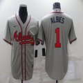 Nike Atlanta Braves #1 Ozzie Albies gray majestic baseball Jersey