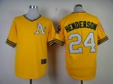 Oakland Athletics #24 Rickey Henderson throwback Yellow MLB Jerseys