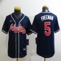 Youth Nike Atlanta Braves #5 Freddie Freeman blue majestic baseball jersey