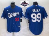 2024 World Series Champions Los Angeles Dodgers #99 Kelly Nike blue majestic baseball Jersey-BD 01