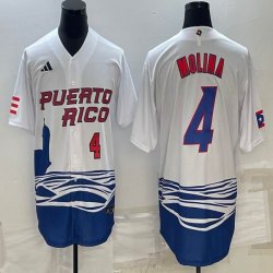 Puerto Rico Baseball #4 Yadier Molina White 2023 World Baseball Classic Replica Player Jersey 04