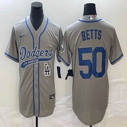 Nike Los Angeles Dodgers #50 Mookie Betts gray majestic baseball Jerseys Joint name -BD 03