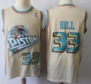 Detroit Pistons 33# Grant Hill beige throwback basketball Jersey