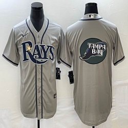 Nike Tampa Bay Rays blank gray majestic baseball jerseys big logo-BD