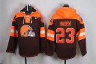 Custom Nike #23 Cleveland Browns Joe Haden orange brown nfl Hooded Sweatshirt