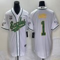 Nike Philadelphia Eagles #1 Jalen Hurts white baseball jerseys Joint name-BD 04