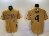 Nike New Orleans Saints #4 Derek Carr gold baseball jerseys Joint name-BD 01