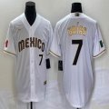 2023 World Cup Mexico #7 Julio Urias white majestic baseball jerseys 32