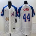 Nike Atlanta Braves #44 Hank Aaron white blue Flexbase Authentic Collection Jersey-BD 01