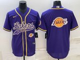 Nike NBA Los Angeles Lakers purple baseball jerseys Joint name-BD 01