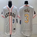 Nike Houston #3 Jeremy Pena white gold Flexbase Authentic Collection Jersey 02