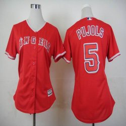 women Los angeles angels #5 Pujols Red MLB Jersey