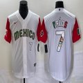 2023 World Cup Mexico #7 Julio Urias white red majestic baseball jerseys 18