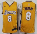 Nike Los Angeless Lakers 8 Kobe Bryant Yellow NBA Jersey-Commemorative Edition