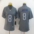 Women Baltimore Ravens #8 Lamar Jackson gray fashion Color Rush Limited Jersey