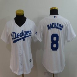 Women Los Angeles Dodgers #8 Manny Machado white majestic Baseball Jerseys