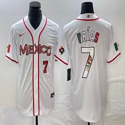 2023 World Cup Mexico #7 Julio Urias white majestic baseball jerseys 58