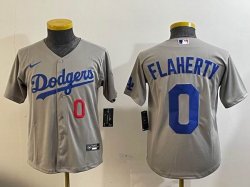 Youth Los Angeles Dodgers #0 Jack Flaherty gray majestic baseball Jersey