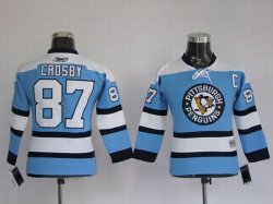 Pittaburgh Penguins 87 Crosby Blue youth jersey