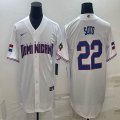 2023 World Cup Dominican Republic's #22 Juan Soto white majestic baseball jerseys 09