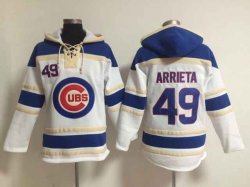 Chicago Cubs #49 Jake Arrieta White mlb baseball Hooded Sweatshirt