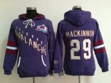 women Colorado Avalanche Nathan Mackinnon 29# purple Ice Hockey Hooded Sweatshirt