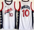 1996 Atlanta Olympics #10 Reggie Miller White USA Basketball Team Jerseys