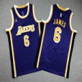 Youth Nike Los Angeles Lakers #6 LeBron James purple basketball jerseys -XD