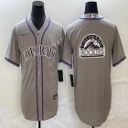 Nike Colorado Rockies blank gray majestic baseball jerseys big logo-BD 01