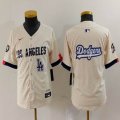 Youth Nike Los Angeles Dodgers blank beige fashion MLB baseball Jersey 05